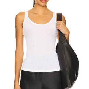 NEW LESET Rozzi Scoop Neck Tank Top in White Cami Camisole Large